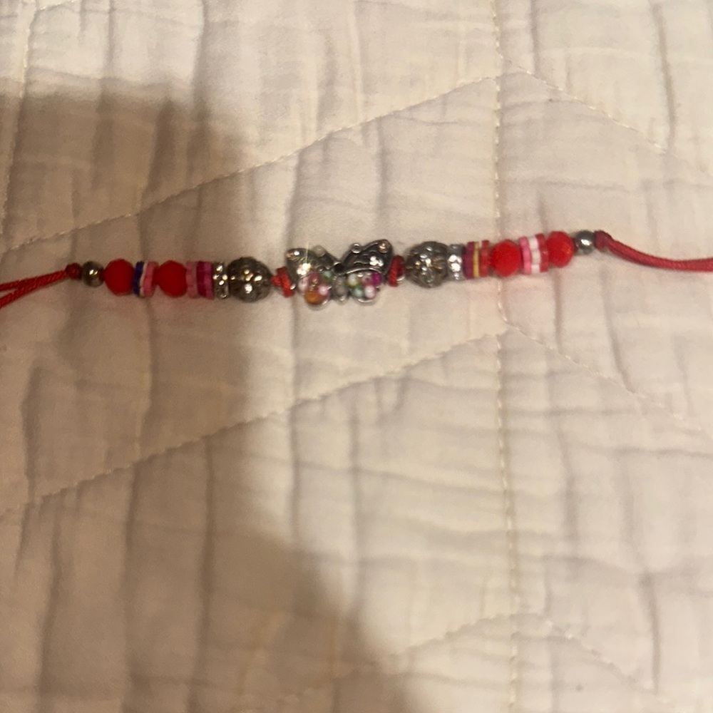 Elegant Red and Silver Beaded Bracelet